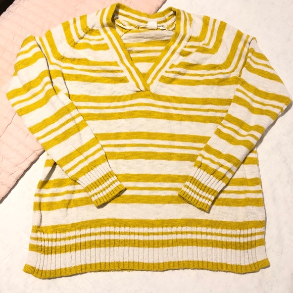YELLOW & WHITE STRIPE COTTON SWEATER - Picture 2 of 6